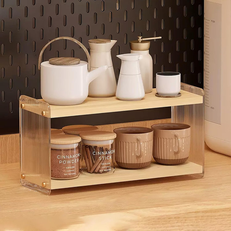 Crochets de rangement en acrylique à 2 niveaux pour comptoirs de cuisine