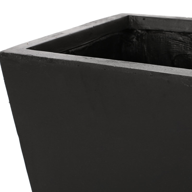 Bassin à fleurs noir en béton léger - Conception conique 13,31L x 13,31W 28,5H oxyde de magnésium sans assemblage requis