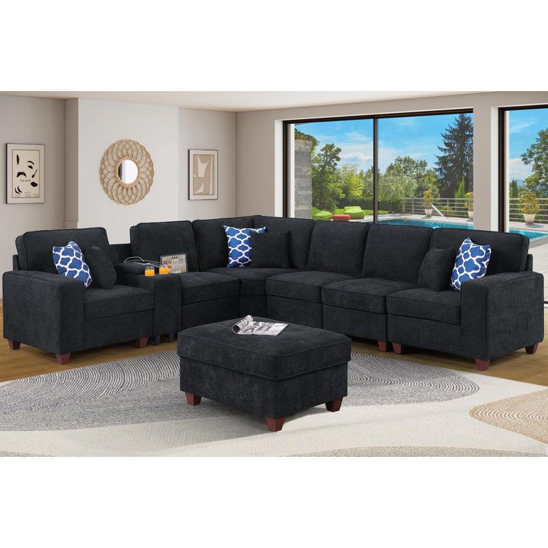 Canapé modulaire Naomi, Chenille noir