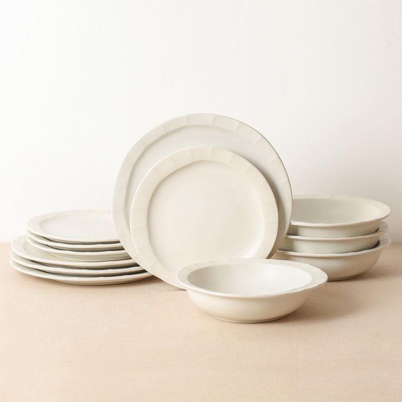 Stone Lain Oasis 12-Piece Dinnerware Set Stoneware, White