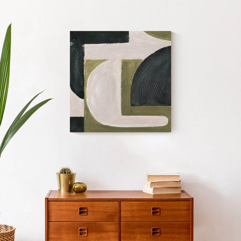 Abstrait avec reproduction de peinture acrylique verte, Toile tendue, H 20 po x l 20 po, Sans cadre
