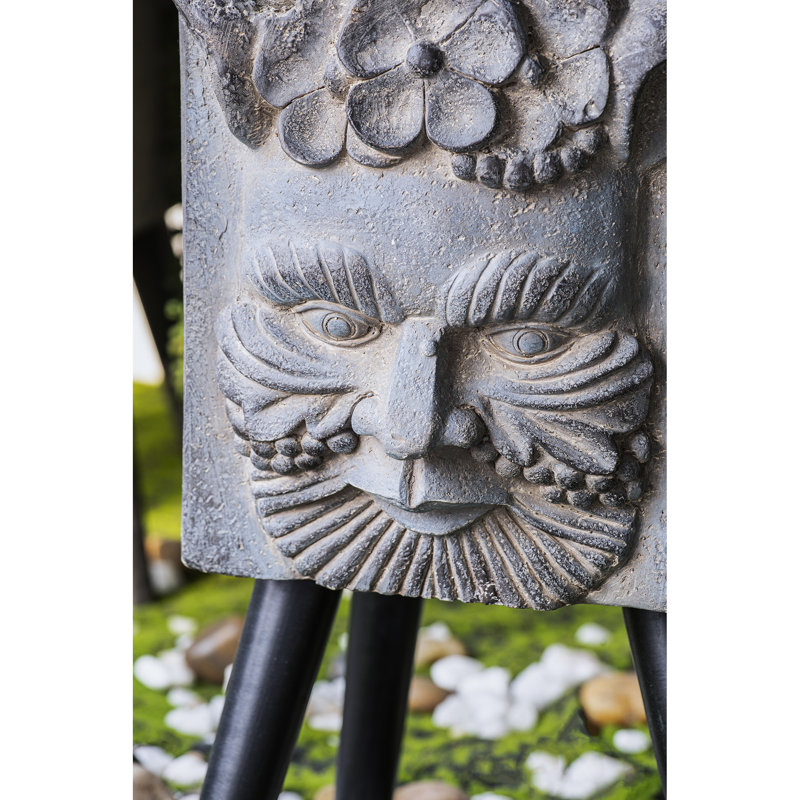 Greek Statue Planter With Legs - 11.4X13x22.4 Inches Gray Magnesium Oxide For Patio 22.4" Tall 13" X 11.4" Exterior Use