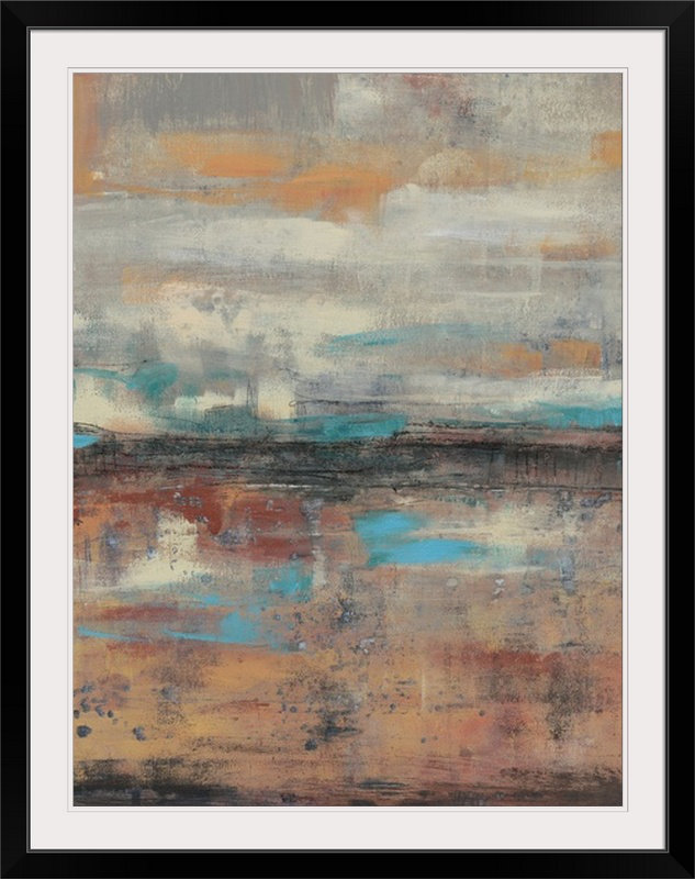 « i » jennifer de la peinture, reproduction d’art Teal Sunset, H 32 po x l 26 po x P 1 po, Cadre noir