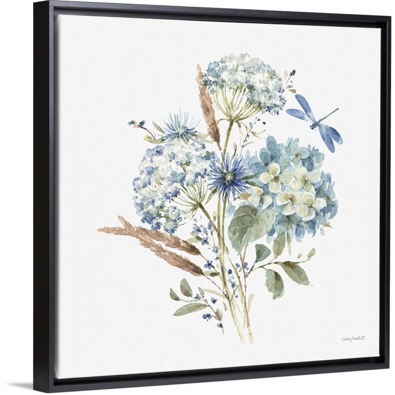«Bohemian Blue 06 on White» par Lisa Audit - reproduction d'art, Toile avec cadre noir, H 26 po x l 26 po x P 1,75 po