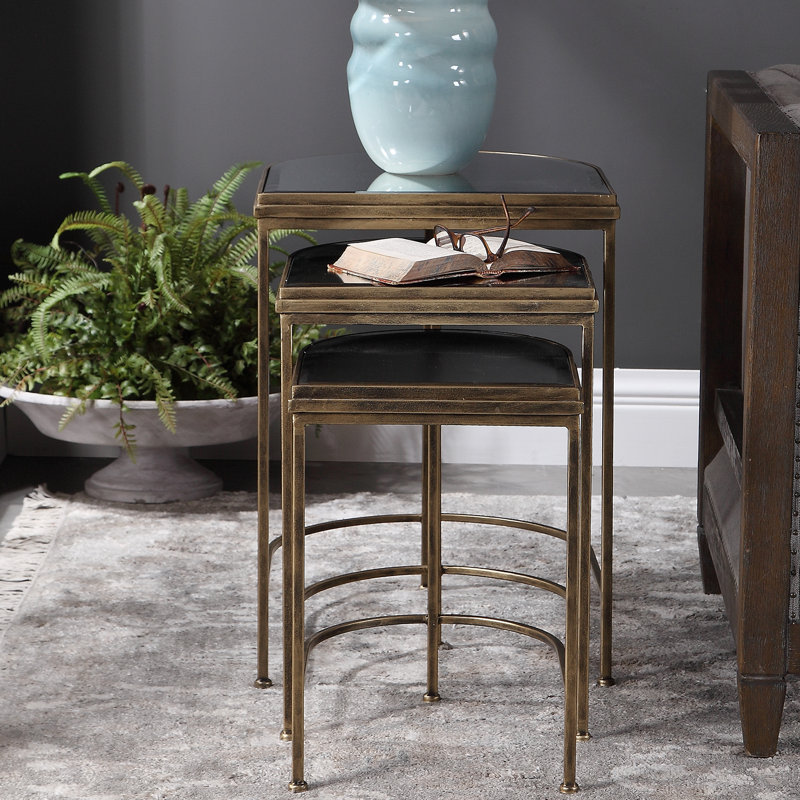 Uttermost India Nesting Tables, Set/3, Antique Brushed Gold