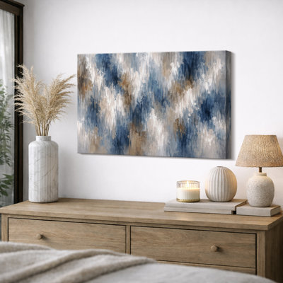 Abstrait bleu beige, motif vertical, images de salon moderne, impression sur toile encadrée