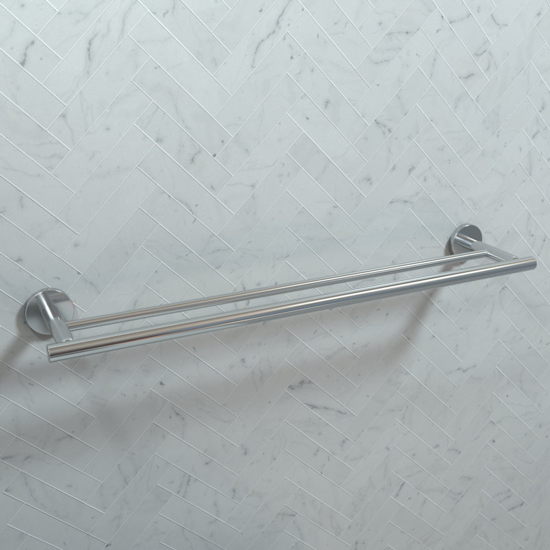 Chrome Dual Bar Modern Wall Mounted Towel Rack