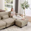 Canapé d'angle modulaire capitonné avec poufs amovibles-1443670427