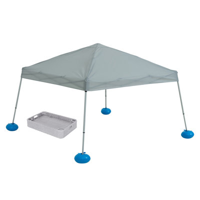 Abri de piscine flottant 10 pi x 10 pi avec sac de transport à la main et plateau Sunjoy, tente en acier et en aluminium