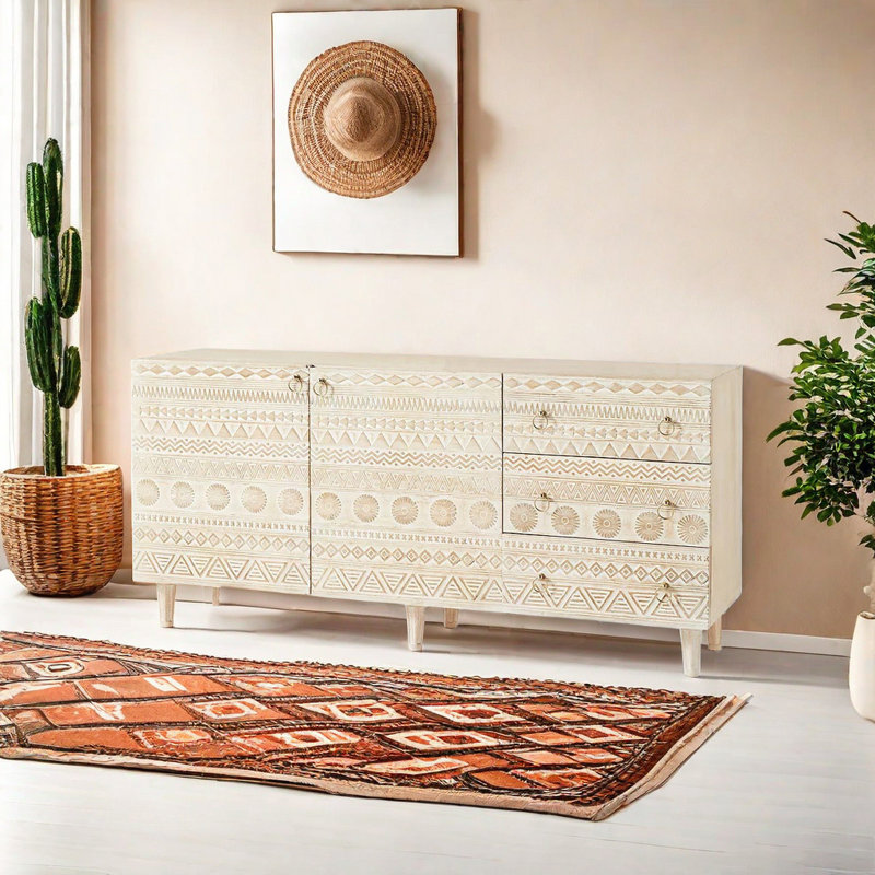 Armoire d'appoint en bois massif Light Luxury Retro