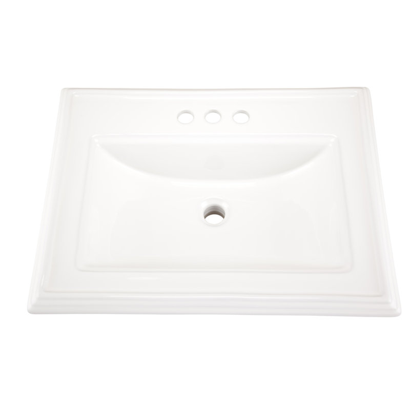 Lavabo de salle de bain rectangulaire encastré en porcelaine vitreuse avec trop-plein Logan, Centres de 4 po