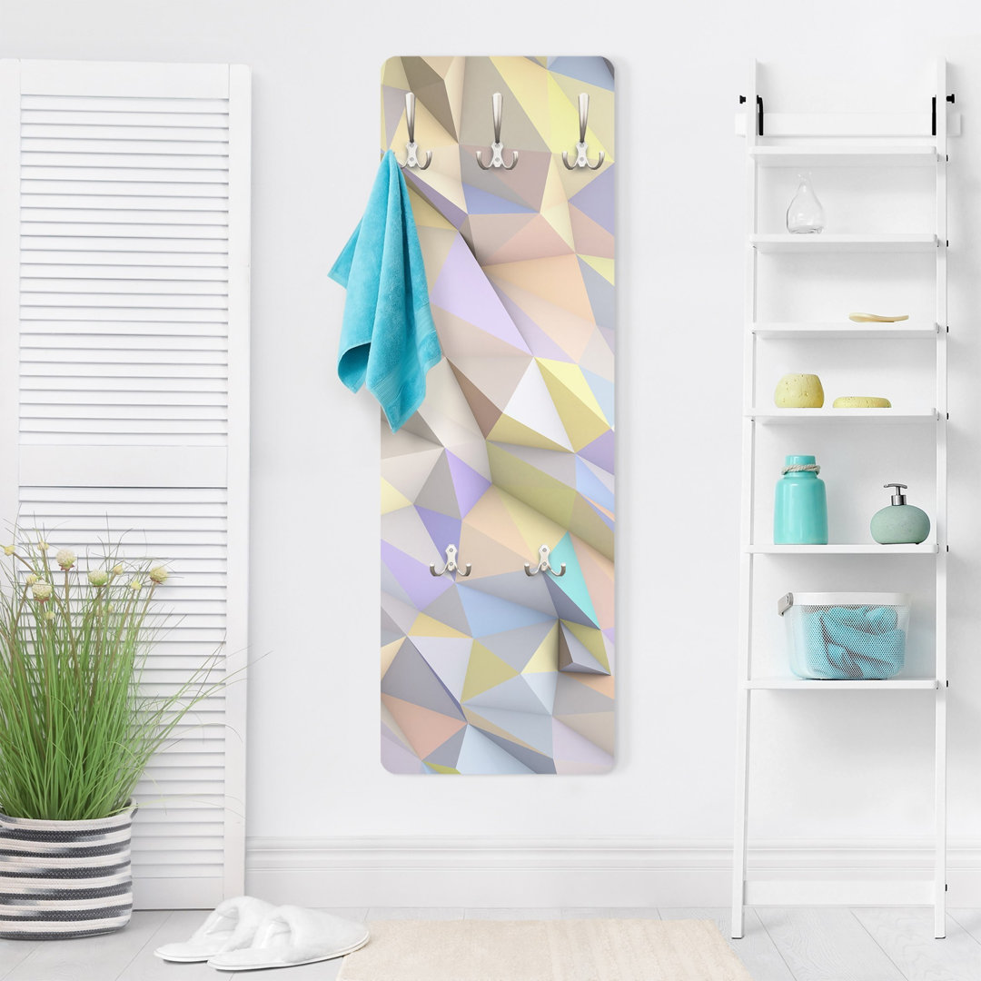 Bemis 5 - Hook Wall Mounted Coat Rack in Yellow/Pink/Purple