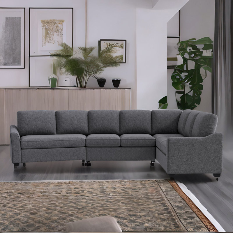 Ginelie 3 - Piece Sectional Sleeper Sofa with Pull-Out Bed, Modern L-Shape Couch Bed with USB Charging Port, Sectional Sofa Couch