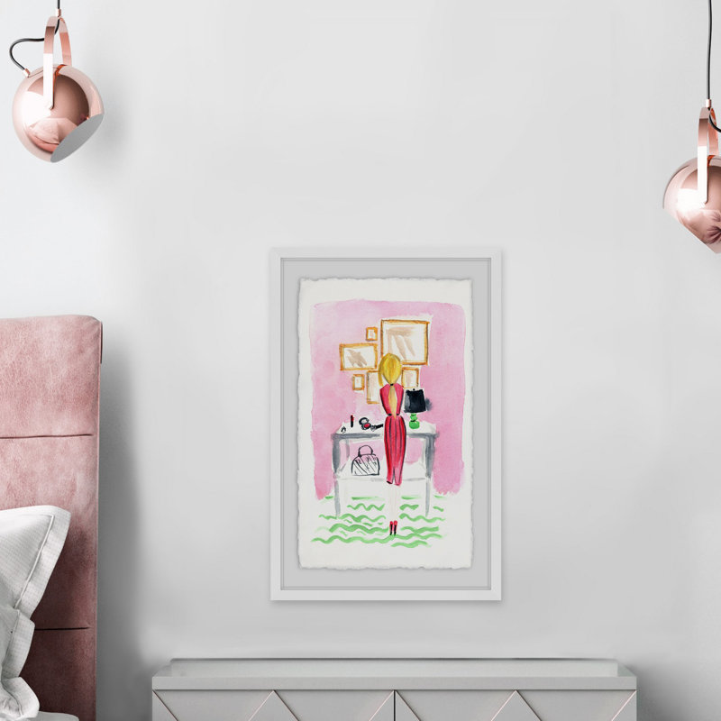 Getting Ready - Single Picture Frame Painting, 46 cm H x 30 cm W x 4 cm D, White Framed