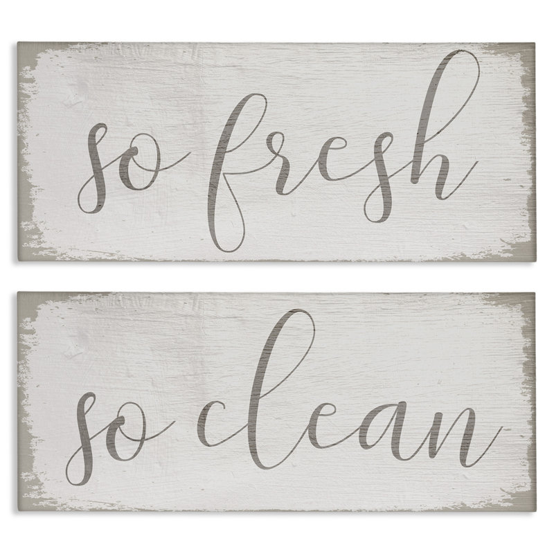 «Rustic White So Fresh So Clean», ensemble de 2 toiles murales par Daphne Polselli, H 10 po x l 24 po