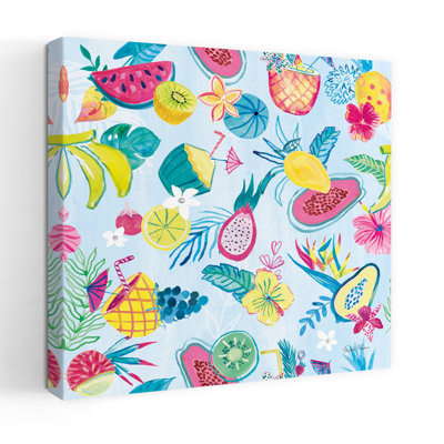 Motif de flamants roses fruités, art tropical de palmier hibiscus Iiia