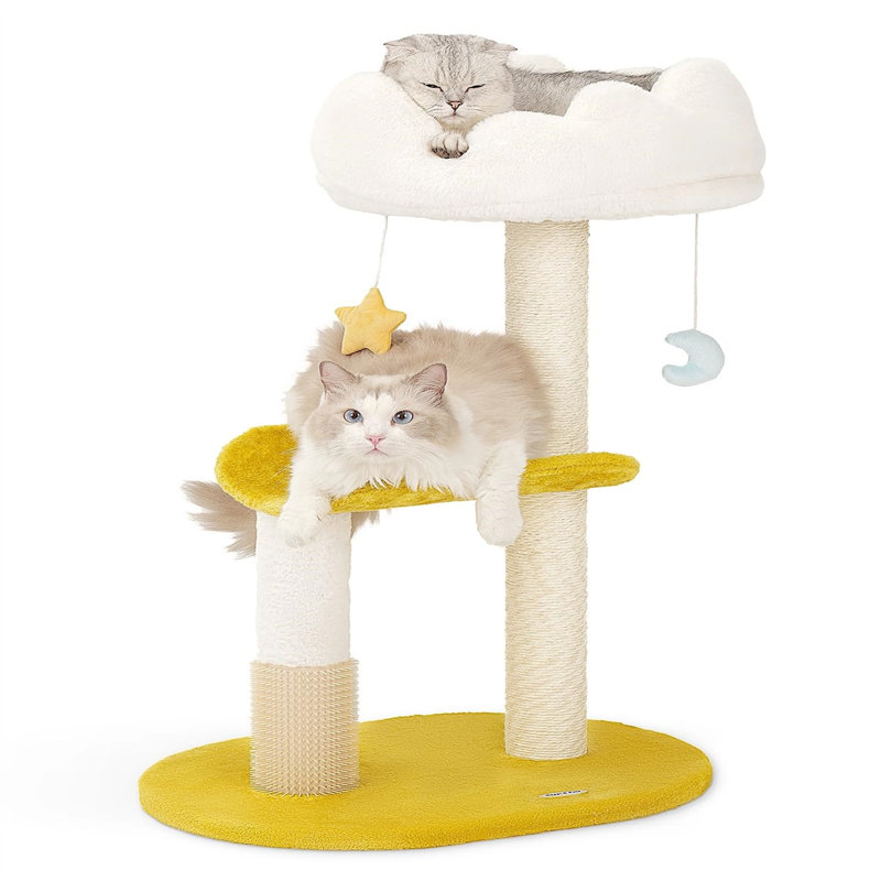 Cloud-Themed Multi-Level Sisal Cat Tree with Perch and Bed