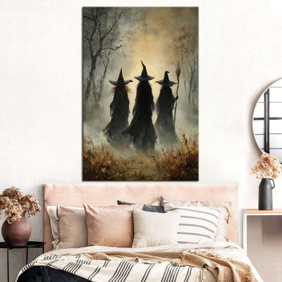 Art automnal d'automne d'Halloween, toile de sorcière gothique, photos d'Halloween, art mural d'Halloween sur toile pour le vestibule de la chambre du hall d'entrée, décoration murale de sorcière 32 po x 48 po