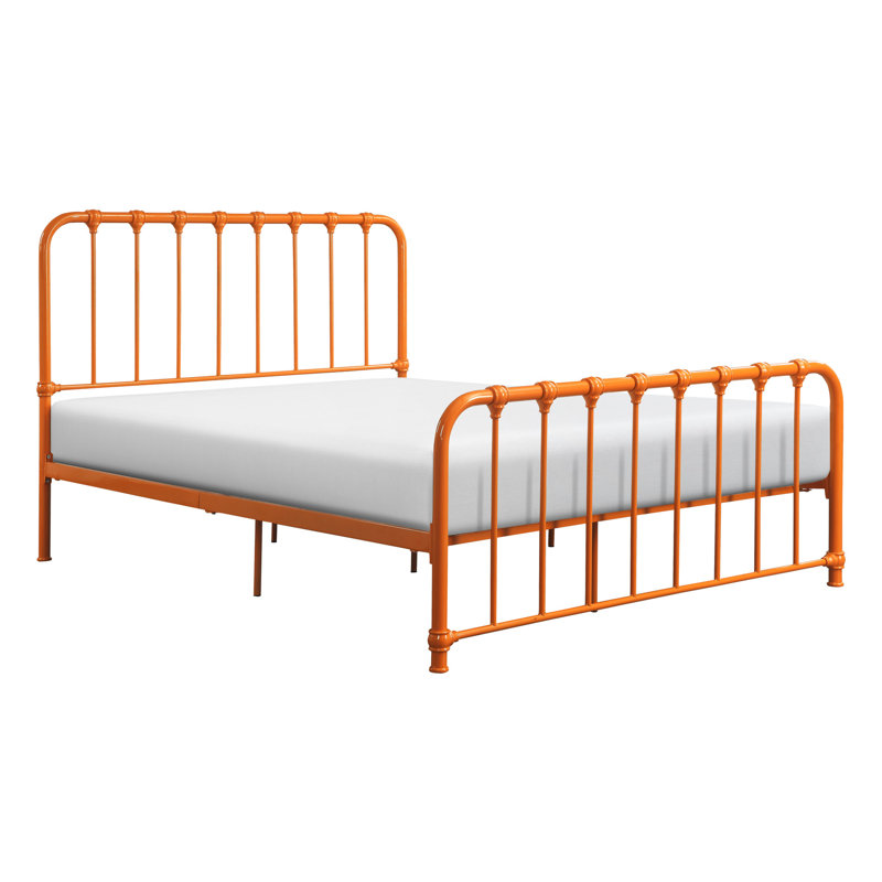 Lit plateforme en métal pleine grandeur au fini lueur orange pour l'ambiance
