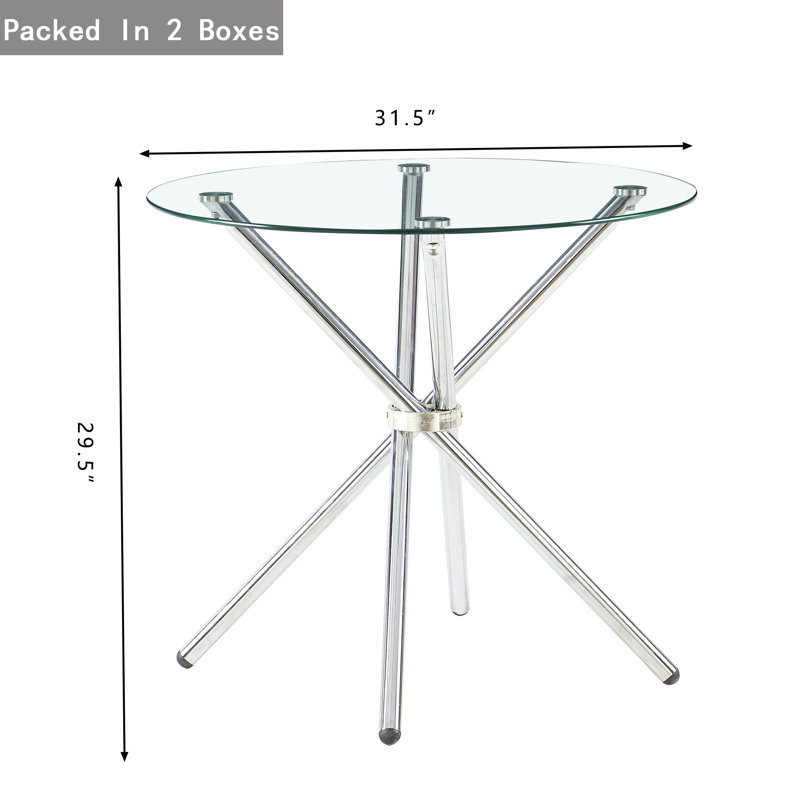 Table de salle à manger Dominek, H 29,5 po x L 31,5 po x l 31,5 po, Argent argent