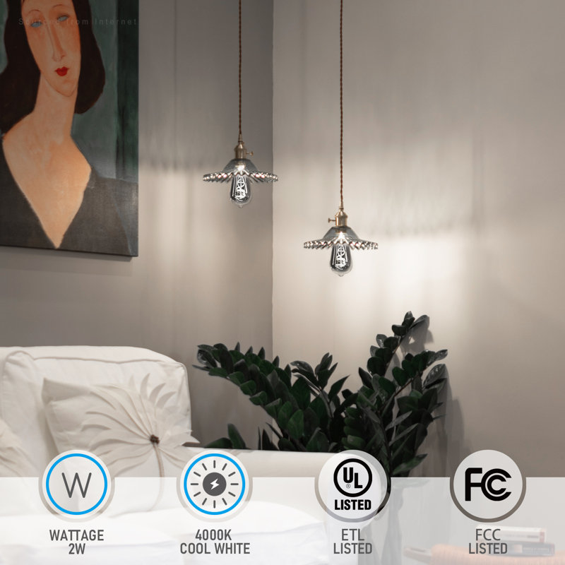 Ampoules DEL ST64 de style Edison vintage 2 W (équivalent 10 W), à filament, dimmables et décoratives pour suspension, blanc froid 4000 K, culot E26