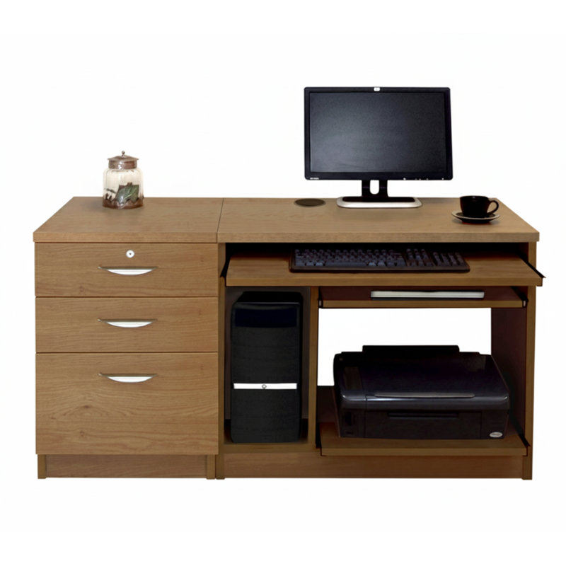 Walshaw Solid Wood Base Computer Desk, English Oak