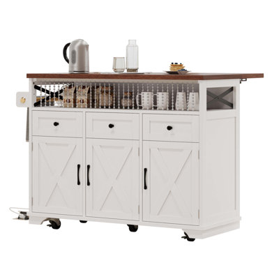 46.5'' Farmhouse Kitchen Island With Drape Of Beads