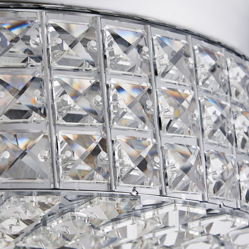 Blade LED Crystal Ceiling Fan Chandelier with Remote Control, 17.7" H x 42" W  x 42" D