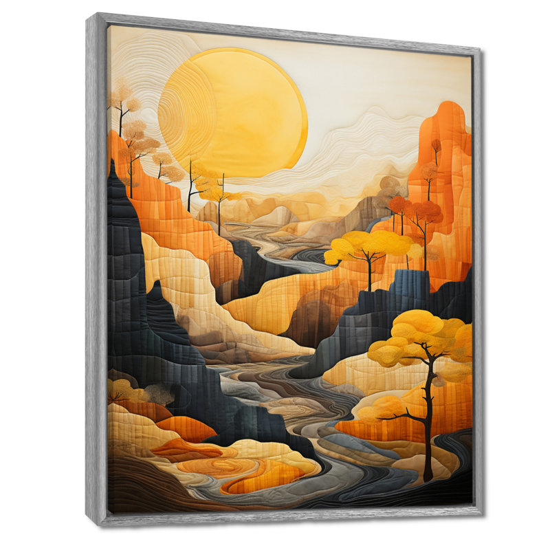 «Leesha Bold Landscape Canyon Desert» - art mural Canyon, H 20 po x l 12 po x P 1 po, Encadrement argenté