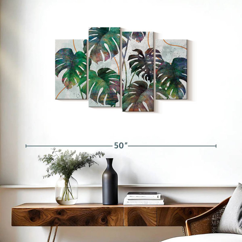 «Monstera Leaves», reproduction sur toile, H 36 po x l 22 po x P 1 po