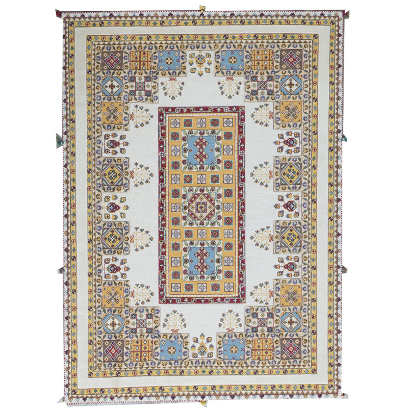 Hand-Knotted High-Quality Ivory Area Rug