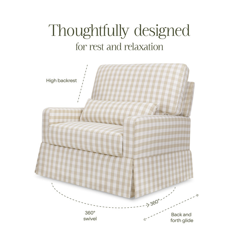 Crawford Pillowback Chair and a Half Upholstered Swivel Glider, Tan 