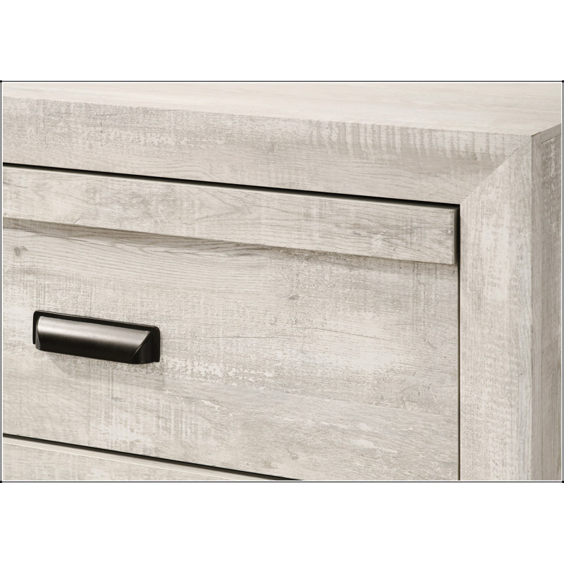 Commode contemporaine en bois avec cinq tiroirs spacieux, finition beige beige rustique pour un rangement élégant dans la chambre à coucher