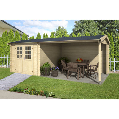 Lasita Ivana 275 - 19 x 10 Ft. Apex Roof Summerhouse With An Undercover Canopy (28mm)