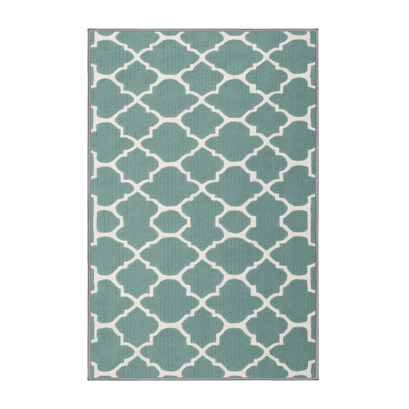 Machine Washable Trellis Gray Area Rug, Rectangle 2' x 3'