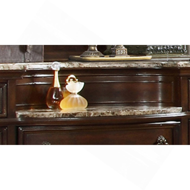 Commode 11 tiroirs de style traditionnel avec poignées en métal en bois de noyer foncé