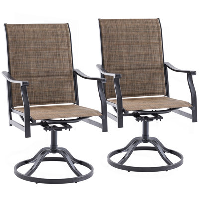 Patio Dining Chairs Set Of 2, Swivel Outdoor Patio Chair With Paded Textilene Fabric, All Weather Outdoor Seats Ergonomic Comfort, Seats For Backyard, Balcony, And Garden