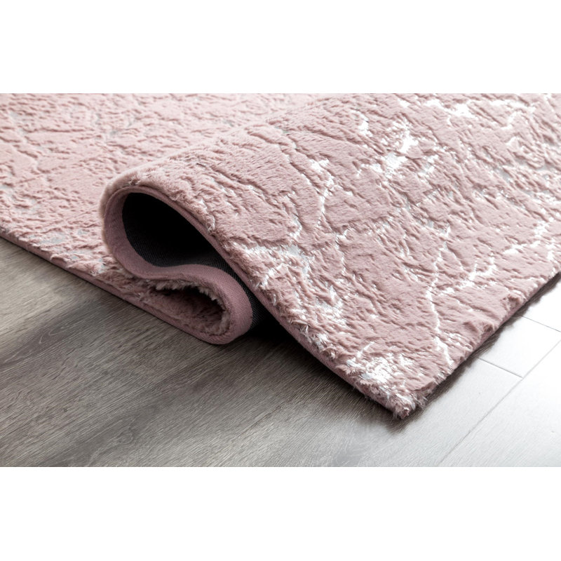 Tapis rose à motif abstrait Ridgeley, Rectangle 5 pi x 7 pi