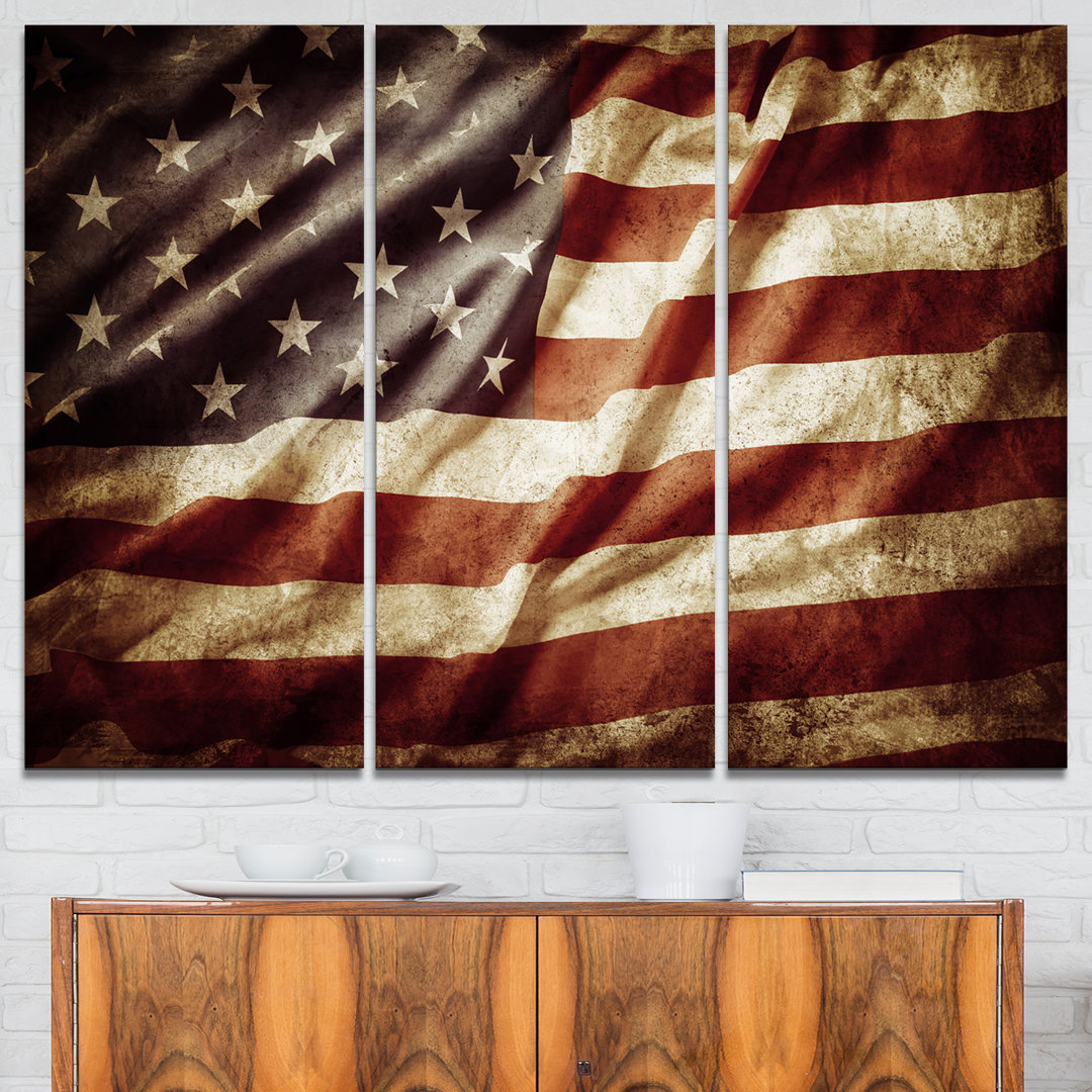 " American Flag " by Designart 3 - Pieces Winston Porter