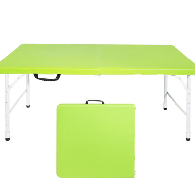 4Ft Folding Table For Camping & Outdoor Use, 135Kg Max Weight, Portable With Fixed Grip, Smooth And Waterproof Tabletop, Stable Triangular Design, Steel Material