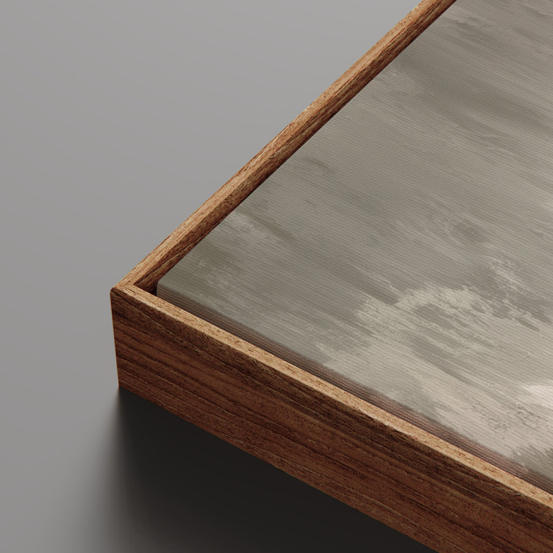 «Minimalist Neutral Beach Shoreline Calm Coastal Scene», reproduction d'art encadrée, H 36 po x l 24 po, Naturel