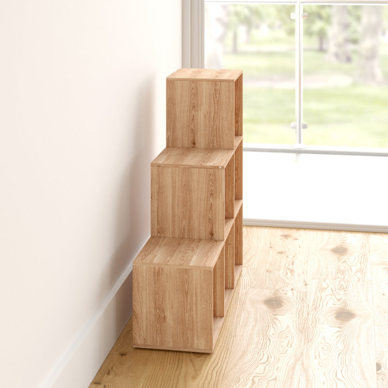 Selina 90.5cm H x 89cm W Wood Cube Bookcase, Oak