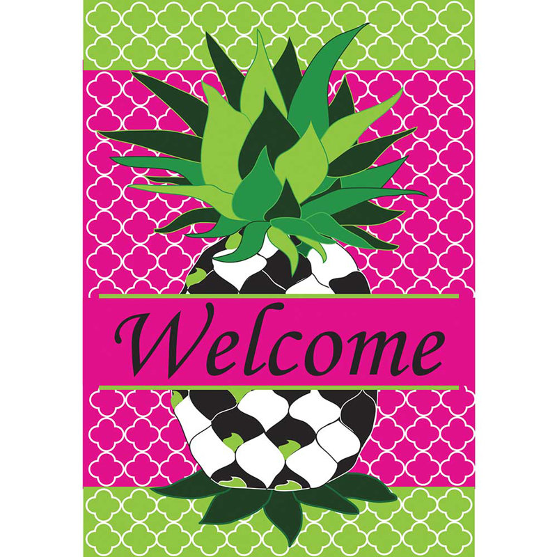 Drapeau fantaisie ananas poly 13 x 18