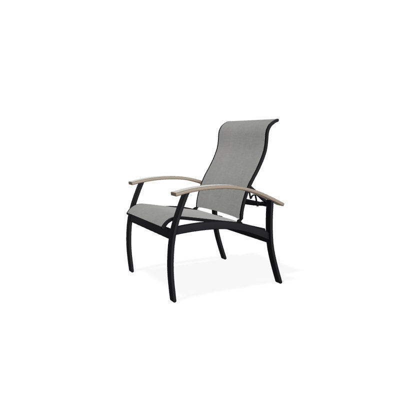 Askar Premium All-Weather Wicker Outdoor Dining Armchair with Cushion, Desert, Alloy Sunbrella®, Textured Black