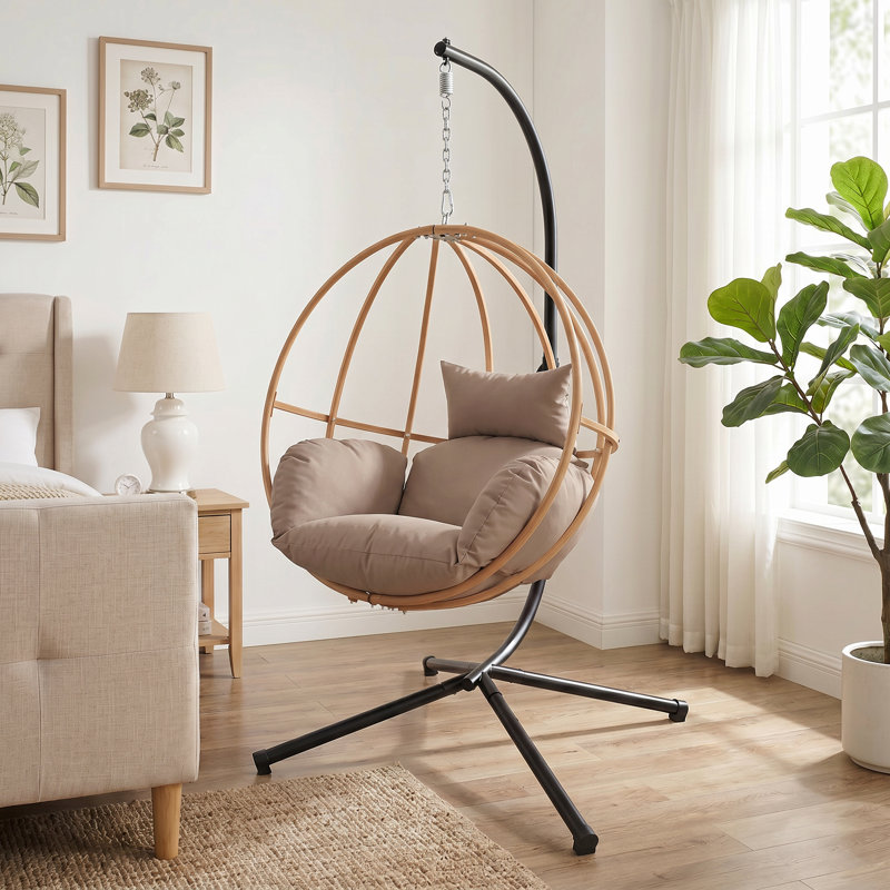 Balancelle avec support et coussin Allenhurst, Brun