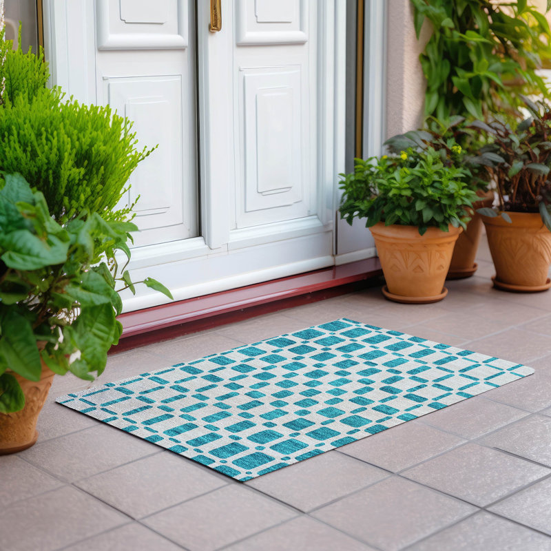 Malek Indoor/Outdoor Area Rug with Non-Slip Backing, Rectangle 1'8" x 2'6"