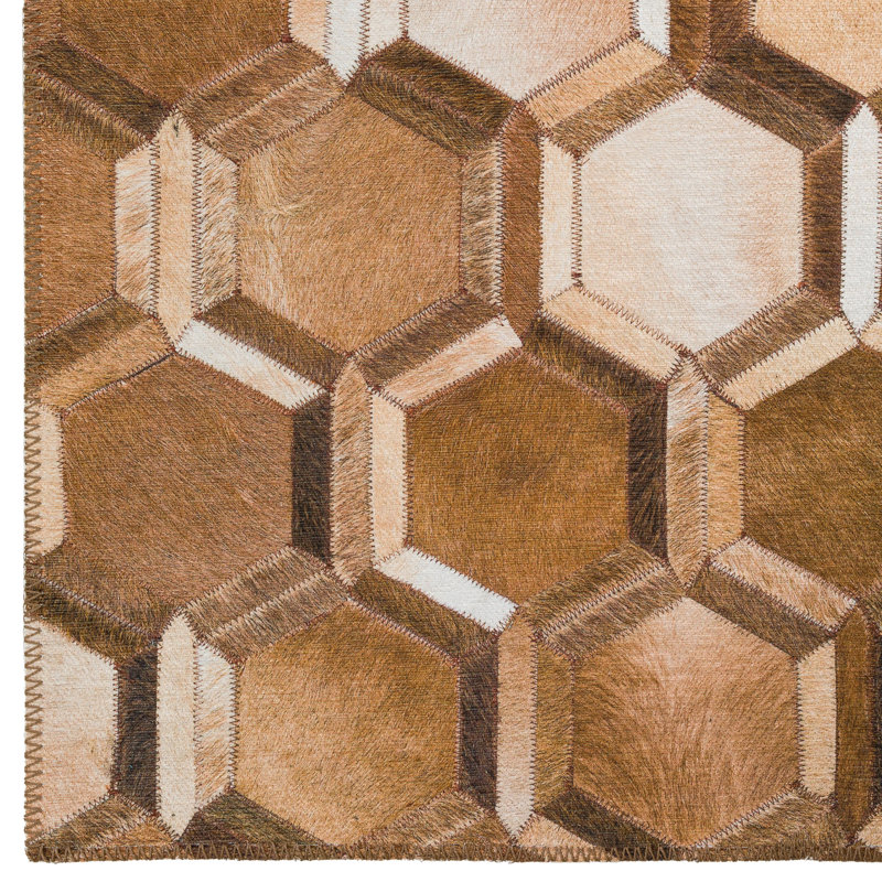 Tapis décoratif en similicuir brun 1 pi 8 po x 2 pi 6 po Mosaic, Rectangle 9 pi x 12 pi