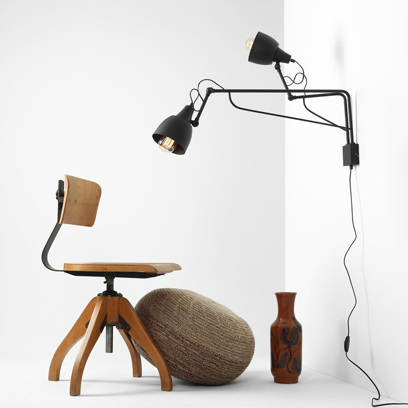 Chipps Swing Arm Sconce, Black