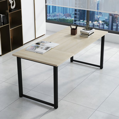  Lennain 71" Wide Wood Office Desk With Steel Tube 4-legs