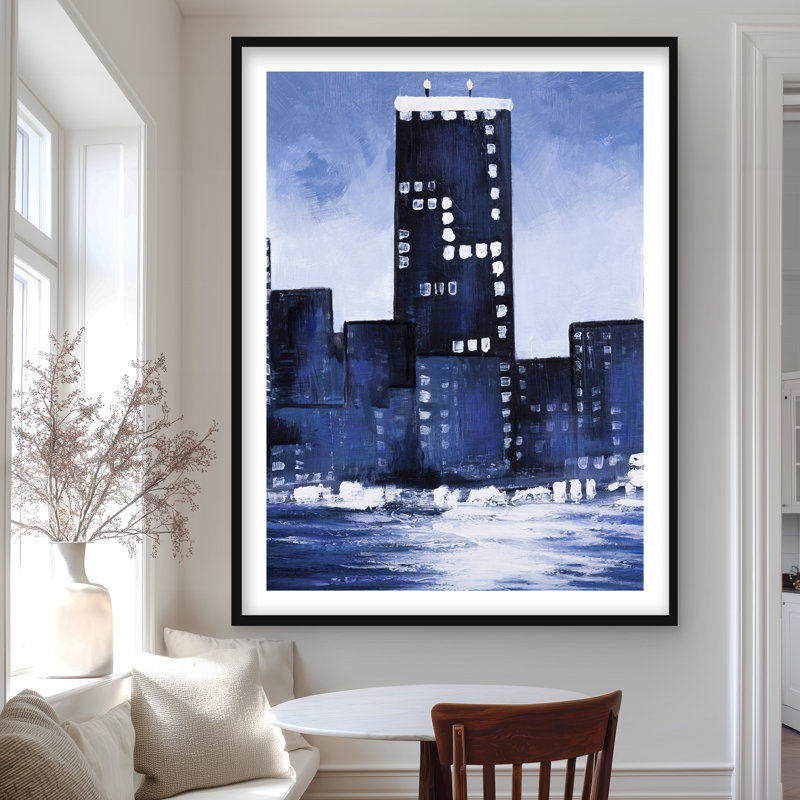 Ville marine bleue | Imprimé mat encadré pour le décor de la chambre à coucher